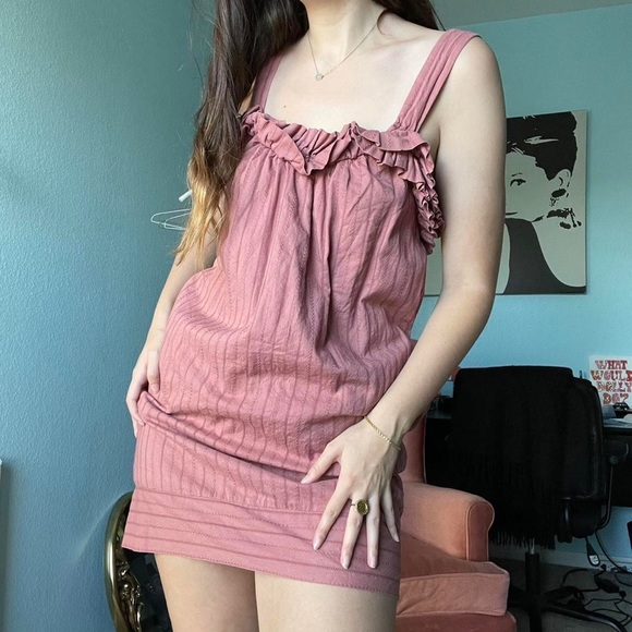 mauve pink tank top sleeveless summer dress with pockets - Picture 3 of 4